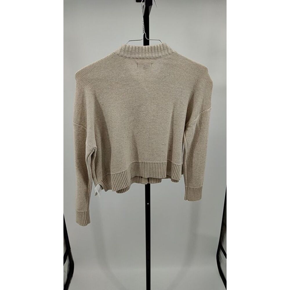 Quince Women 100% Organic Cotton Cropped Cardigan Speckled Beige S - Picture 2 of 2
